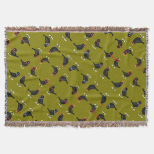 Four Calling Birds Retro Mid-Century Cut-Out 3 Throw Blanket