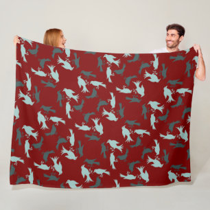 Four Calling Birds Retro Mid-Century Cut-Out 5 Fleece Blanket