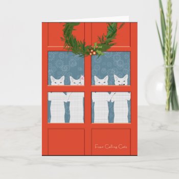 Four Calling Cats... Holiday by TheWhiteCatCo at Zazzle