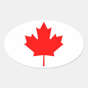 FOUR Canada Maple Leaf Oval Sticker