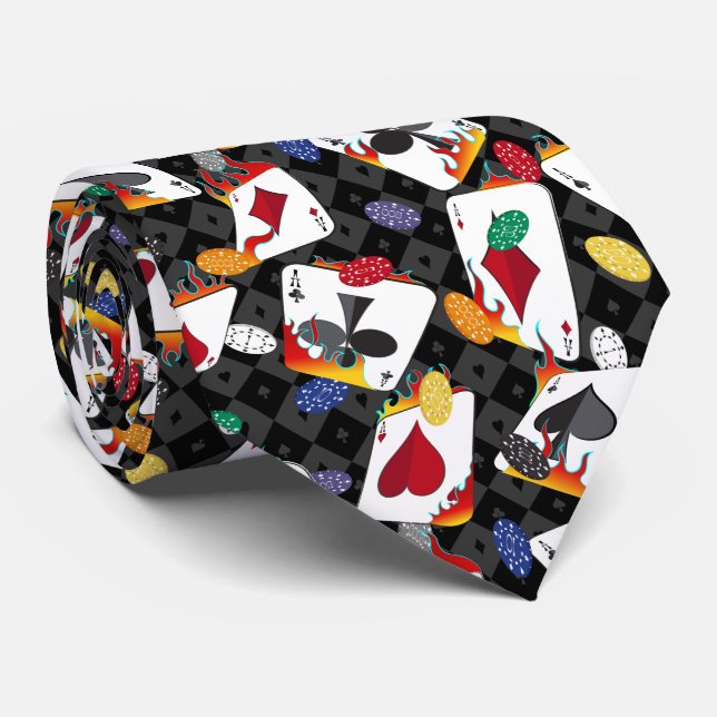 Four Card Aces Poker Neck Tie (Rolled)