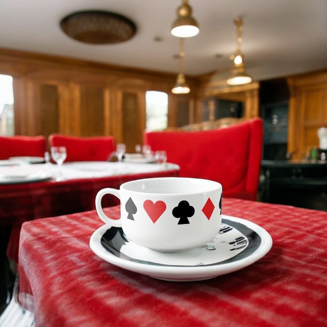 Four Card Shapes Pattern Soup Mug (Soup Mug)