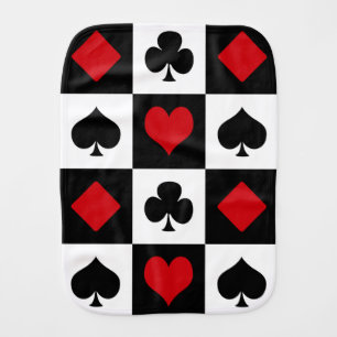 Four card suits baby burp cloth