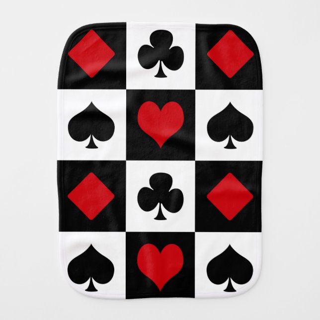 Four card suits baby burp cloth (Front)