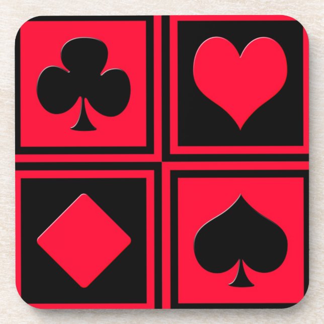 Four card suits beverage coaster (Front)