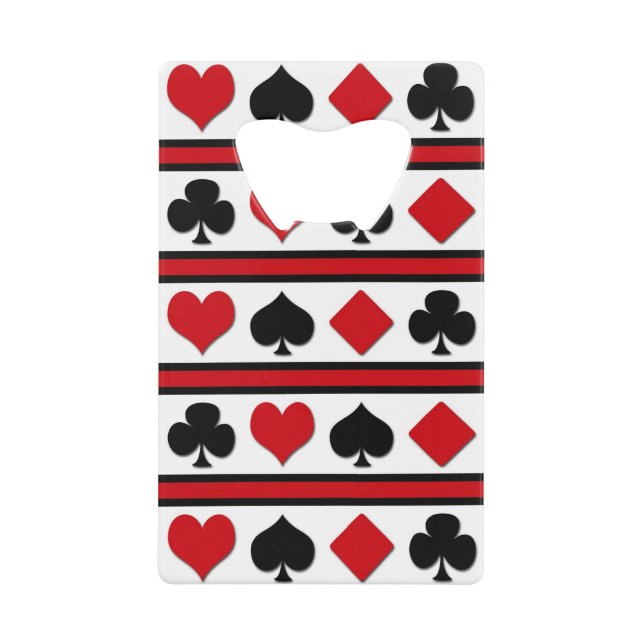 Four card suits credit card bottle opener (Front)
