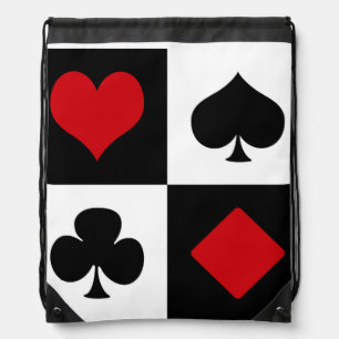Four card suits drawstring bag