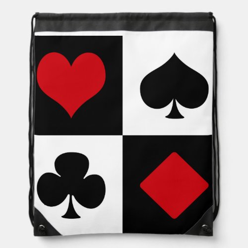 Four card suits drawstring bag