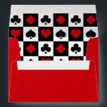 Four card suits envelope<br><div class="desc">Set of card suit icons isolated on black and white squares</div>