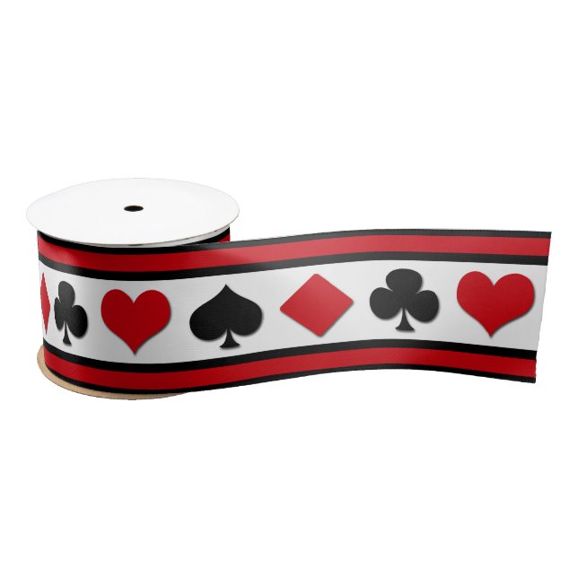 Four card suits satin ribbon (Spool)