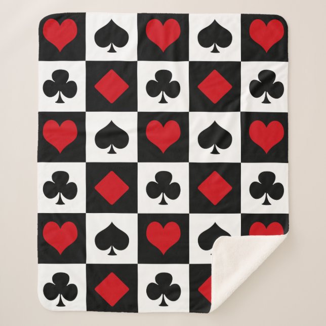 Four card suits sherpa blanket (Front)