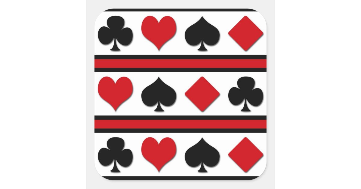 Four card suits square sticker | Zazzle