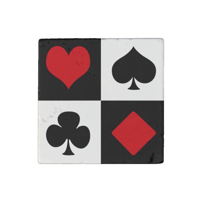 Four card suits stone magnet (Front)