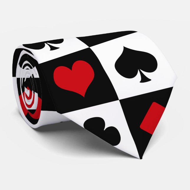 Four card suits tie (Rolled)