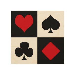 Four card suits wood wall art