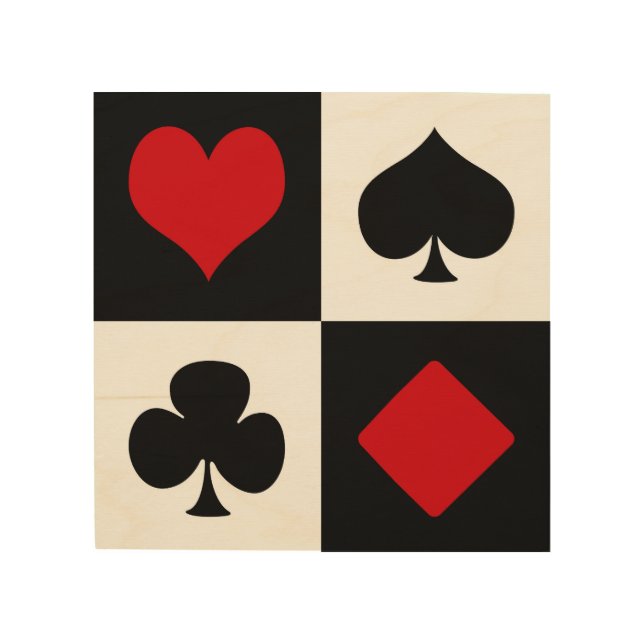 Four card suits wood wall art (Front)