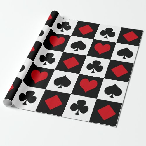 Four card suits wrapping paper