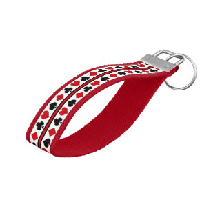 Four card suits wrist keychain