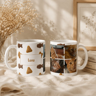 Four cat photos with name style coffee mug