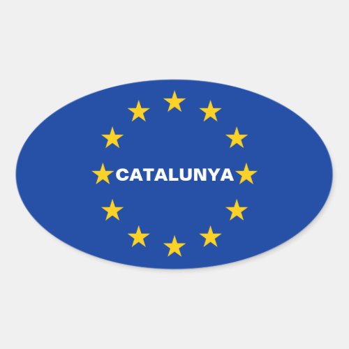 FOUR Catalonia Catalunya European Union Flag Oval Sticker