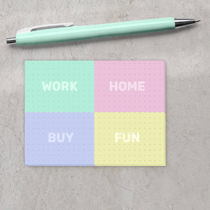 Four Categories Dot Grid Organizing Post-it Notes