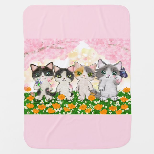 Four cats and a Calico cat Baby Blanket (Front)