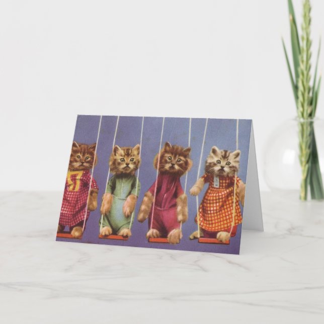 Four Cats on Swings Card (Front)