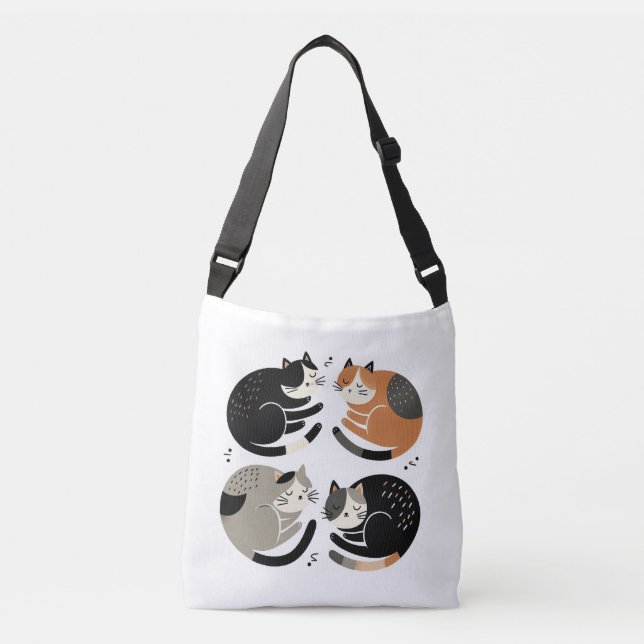 Four Cats Sleeping in a Circle – Purring Ritual  Crossbody Bag (Front)