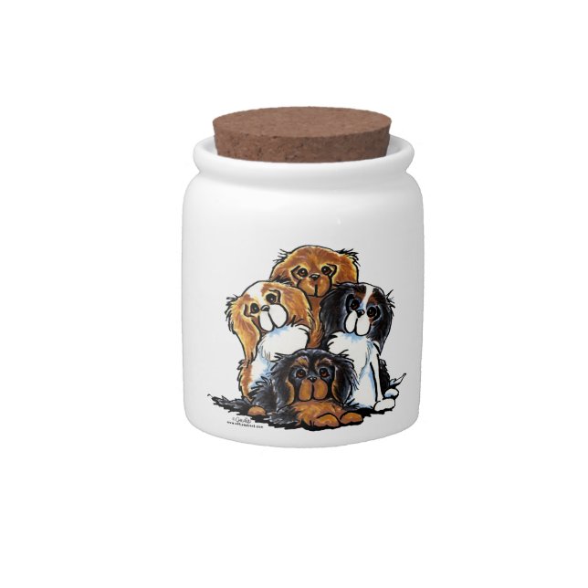 Four Cavalier King Charles Spaniels Candy Jar (Front)
