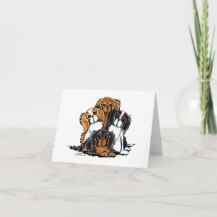 Four Cavalier King Charles Spaniels Card