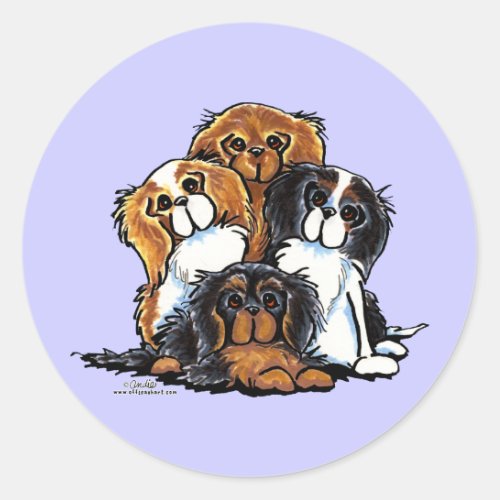 Four Cavalier King Charles Spaniels Classic Round Sticker