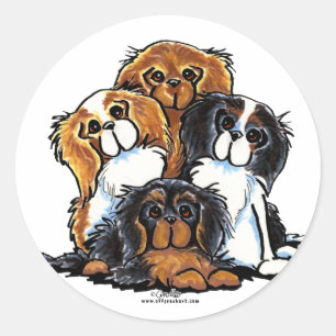 Four Cavalier King Charles Spaniels Classic Round Sticker