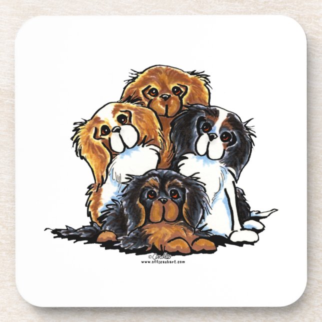Four Cavalier King Charles Spaniels Coaster (Front)