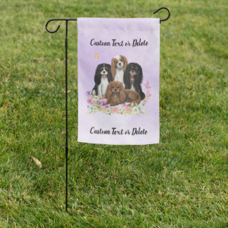 Four Cavalier King Charles Spaniels in Flowers   Garden Flag