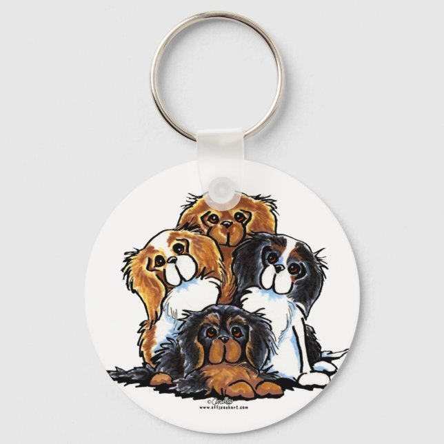 Four Cavalier King Charles Spaniels Keychain (Front)