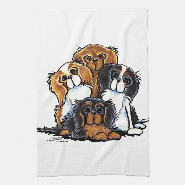Four Cavalier King Charles Spaniels Kitchen Towel (Vertical)