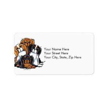 Four Cavalier King Charles Spaniels Label by offleashart at Zazzle