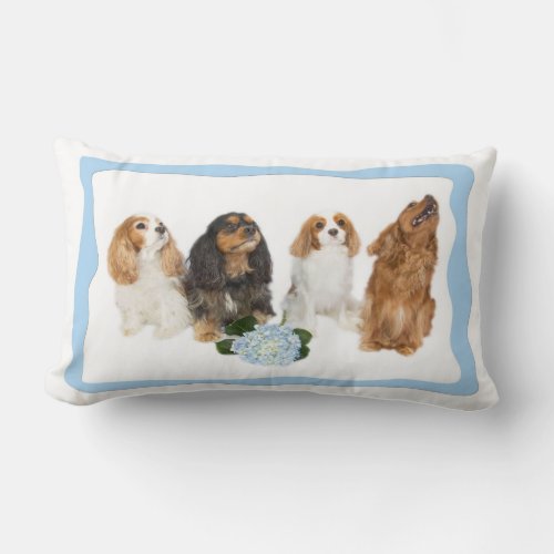 Four Cavalier King Charles Spaniels Lumbar Pillow