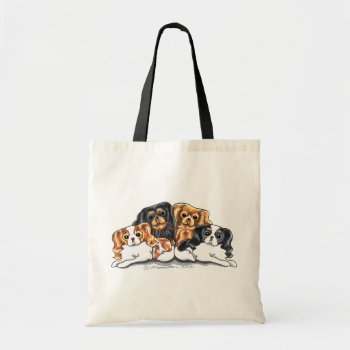 Four Cavalier King Charles Spaniels Tote Bag by offleashart at Zazzle