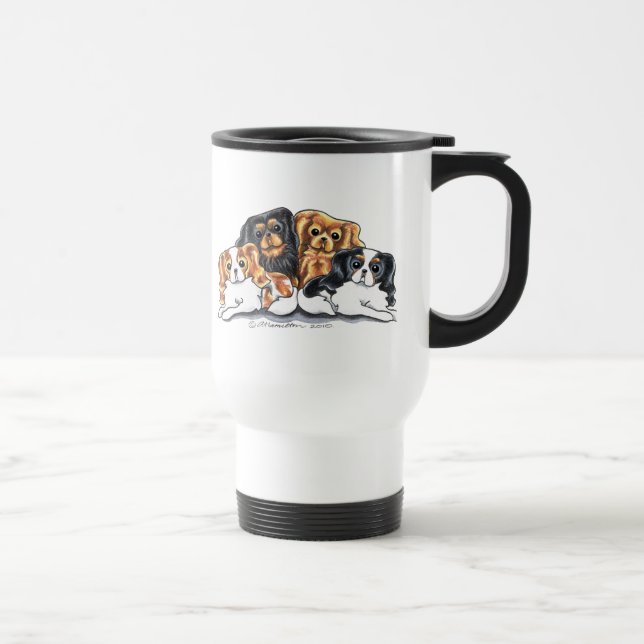 Four Cavalier King Charles Spaniels Travel Mug (Right)