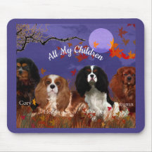 Four Cavalier Spaniels Autumn Night Mouse Pad