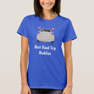 Four Cavalier Spaniels in a Car with Hearts T-Shirt