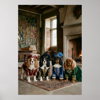 Four Cavalier Spaniels in Renaissance Dress Poster