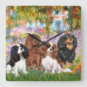 Four Cavaliers in Monet's Garden Square Wall Clock