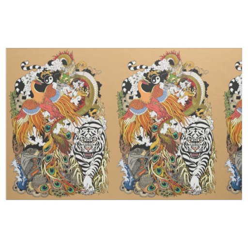 four celestial animals fabric