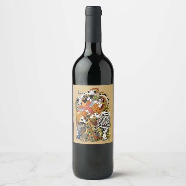 four celestial animals wine label (Front)