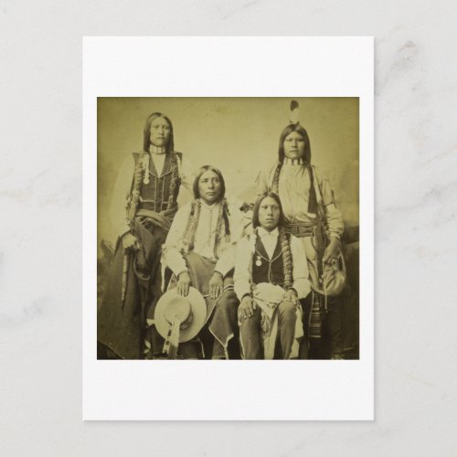 Four Cheyenne Scouts Vintage Stereoview Postcard