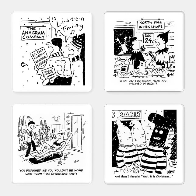 Four Christmas Theme Cartoons Coaster Set (Set)