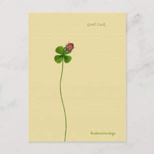 Four clover and ladybug - Good Luck Postcard