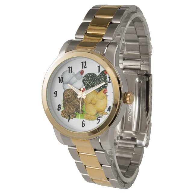 Four Cochin Hens Watch (Angled)